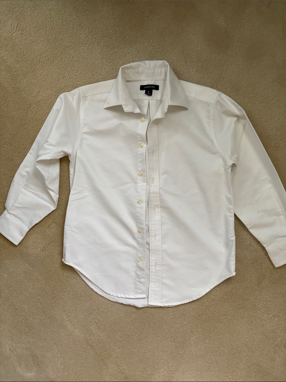 Lands' End Boys' White Button-Down Dress Shirt